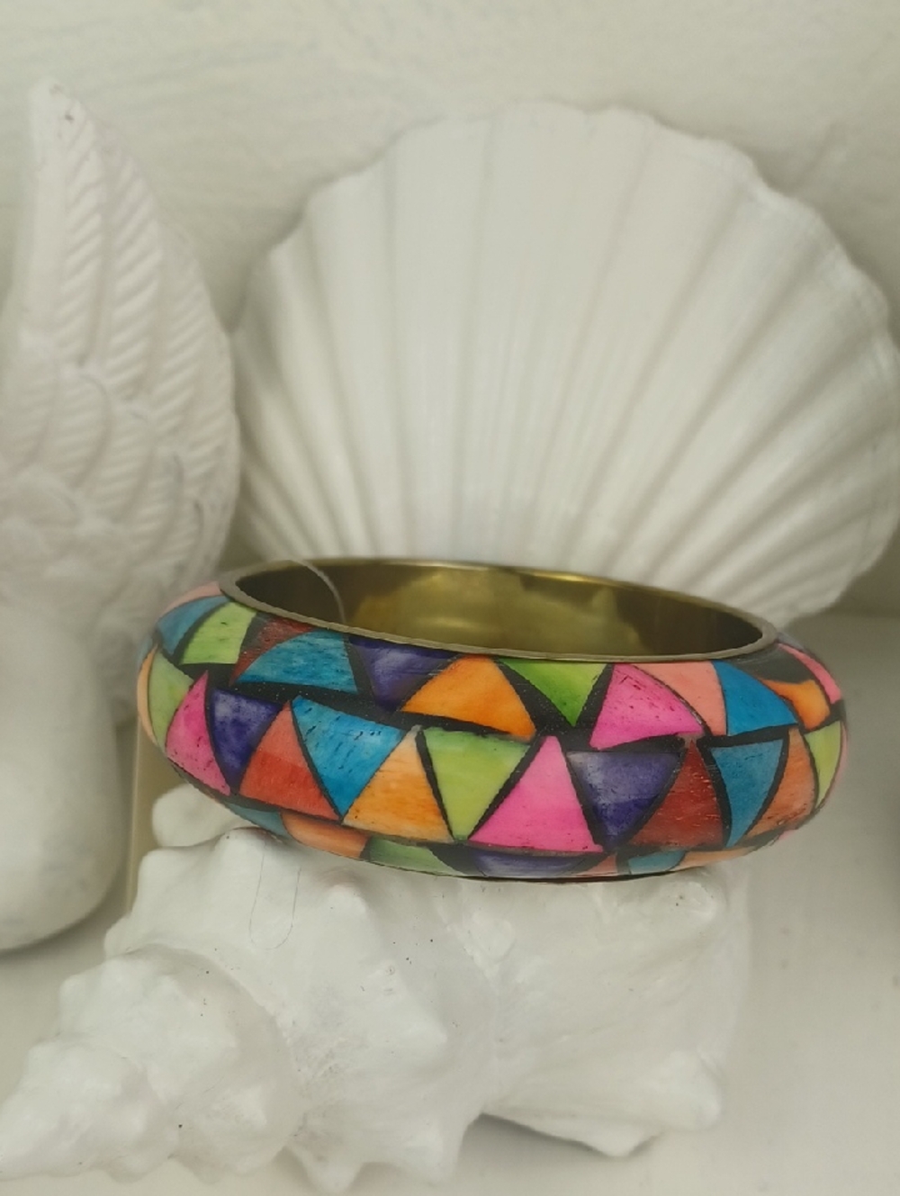 Forever 21 Multicolor Geometric Enamel Bangle Bracelet